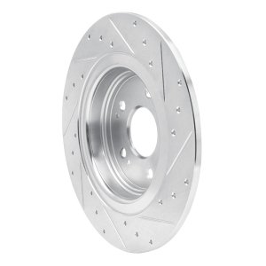 Acura MDX Brake Rotor (1) - Rear Left - R1 Concepts - Drilled & Slotted - Silver - `17-`20